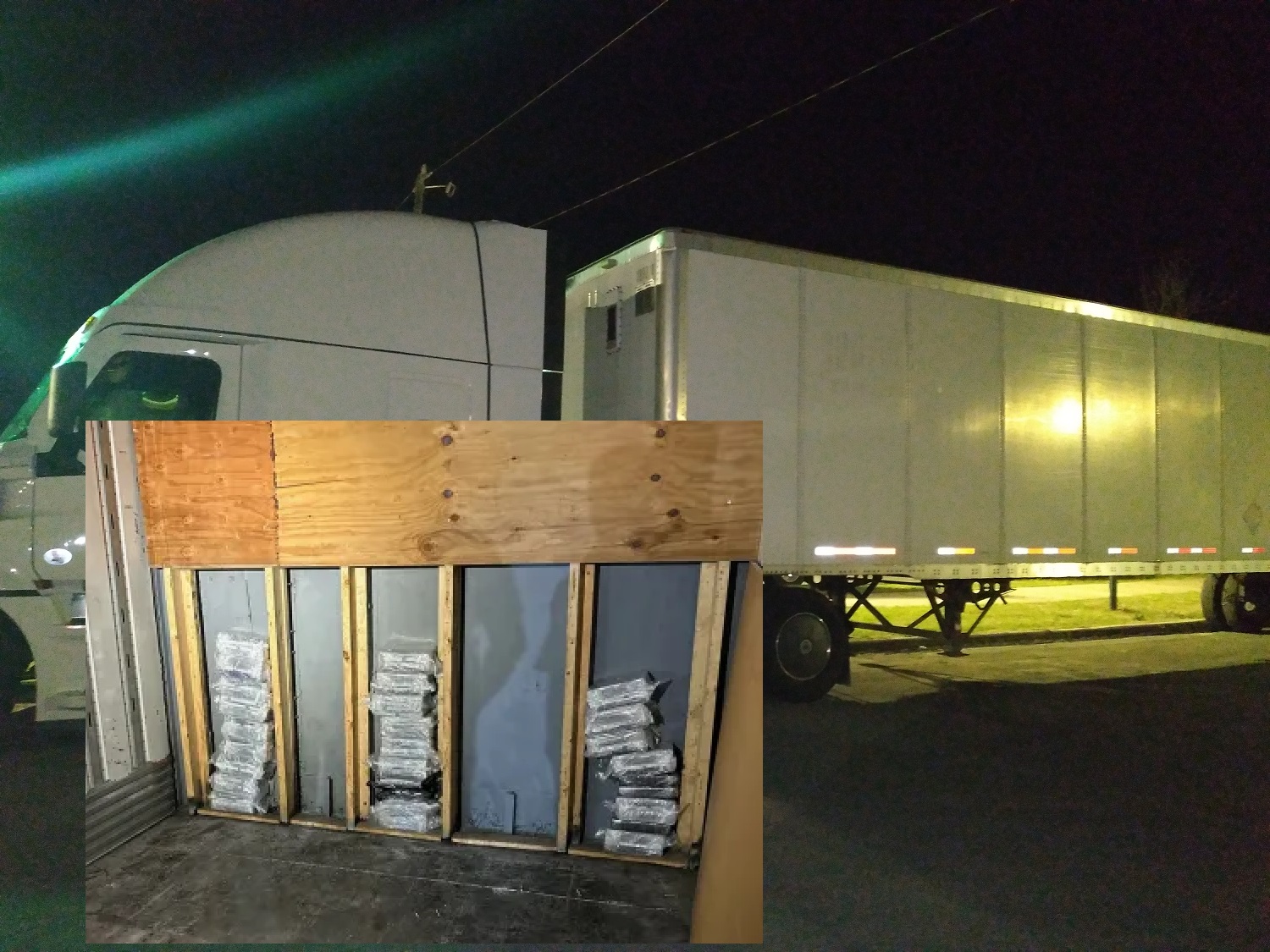 100 KILOGRAMS OF COCAINE FOUND IN WALLS OF 18-WHEELER TRUCK