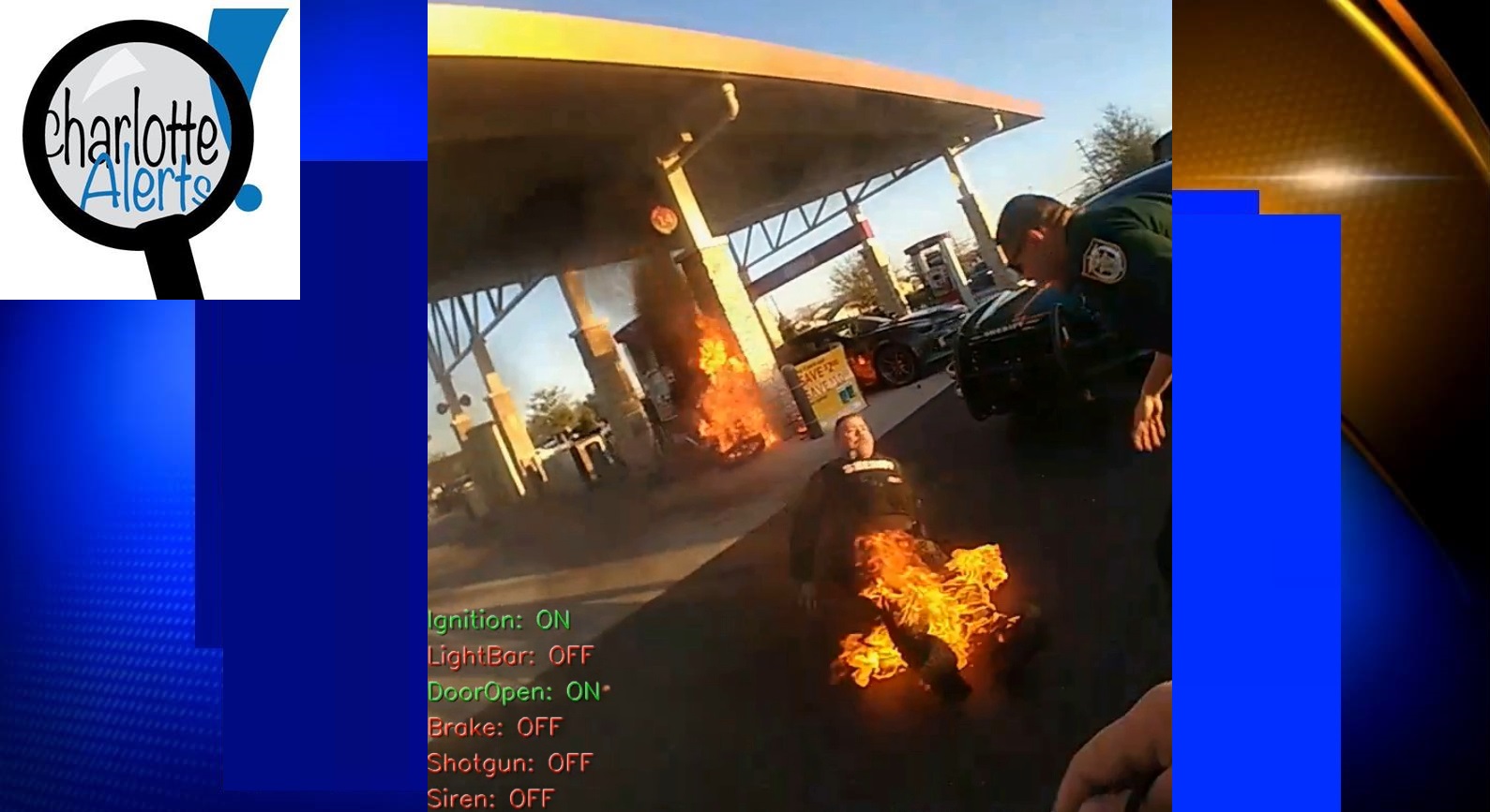 VIDEO: COPS GET SET ON FIRE AT WAWA GAS STATION