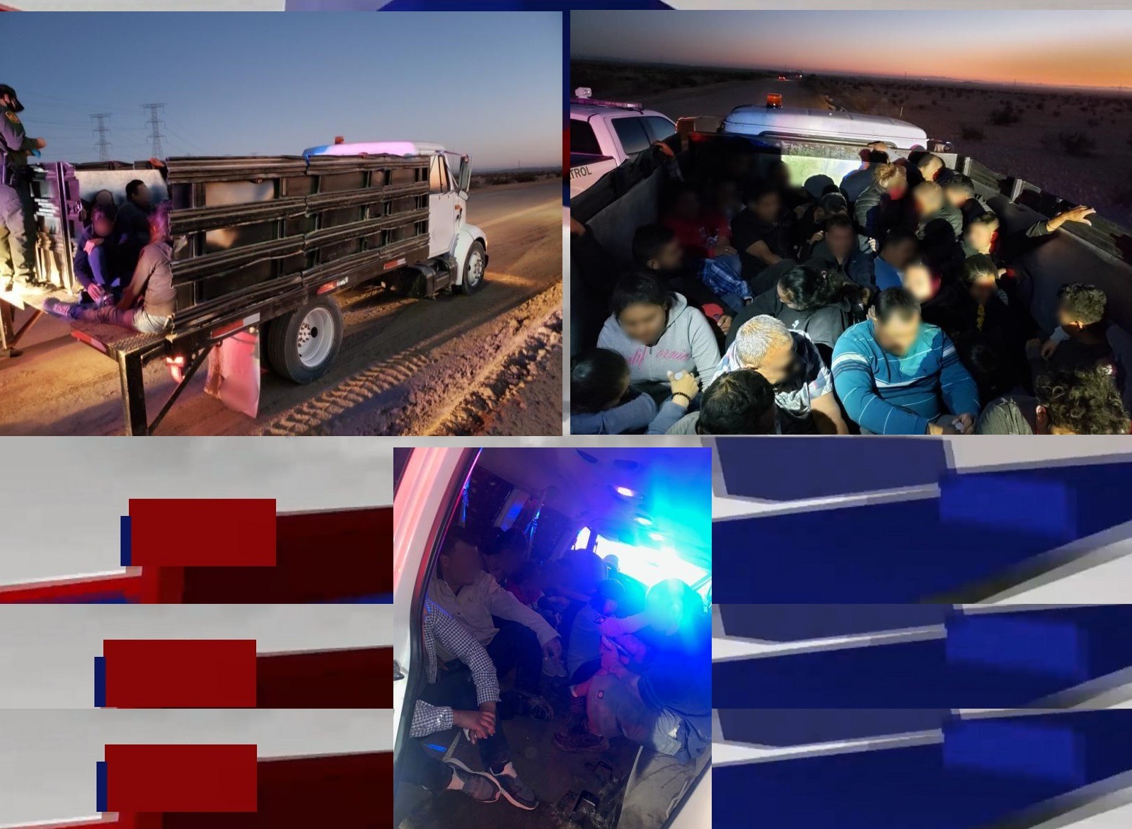 52 ILLEGAL IMMIGRANTS FOUND IN VAN AND IN THE BACK OF LARGE STAKE TRUCK