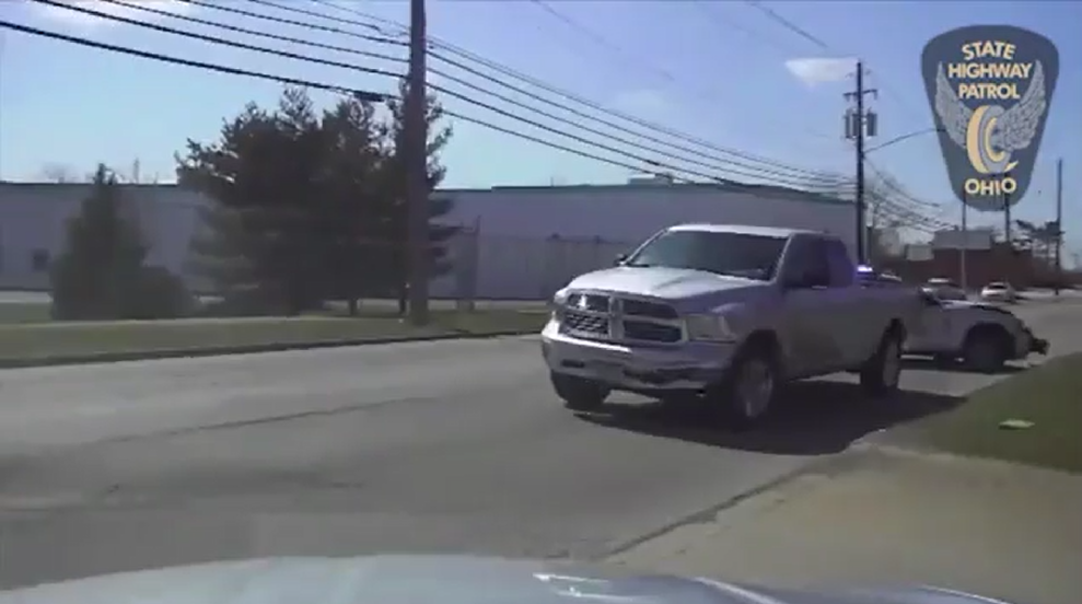 VIDEO: STOLEN TRUCK VS. COP CAR, THE TRUCK WON