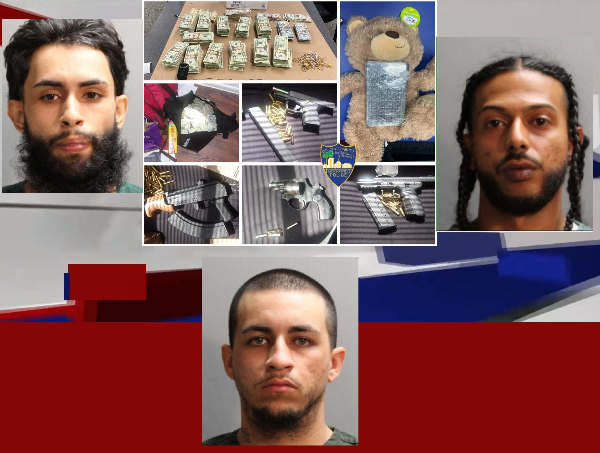 TEDDY BEAR STUFFED WITH COCAINE, $130,000 CASH SEIZED ALONG WITH SEVERAL GUNS