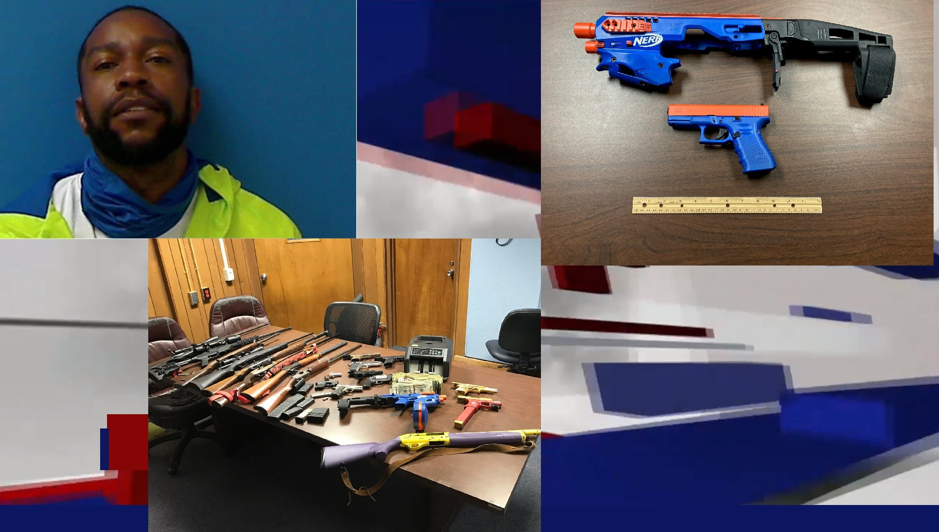 REAL GUN DISGUISED AS TOY NERF GUN, DRUGS AND CASH SEIZED; PSILOCYBIN MUSHROOMS