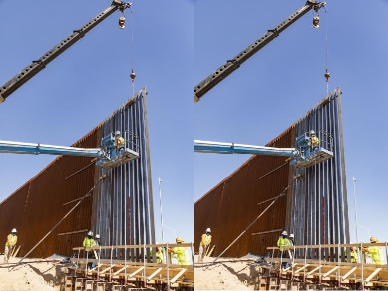 BORDER WALL CONSTRUCTION STARTS, FIRST PANELS GO UP