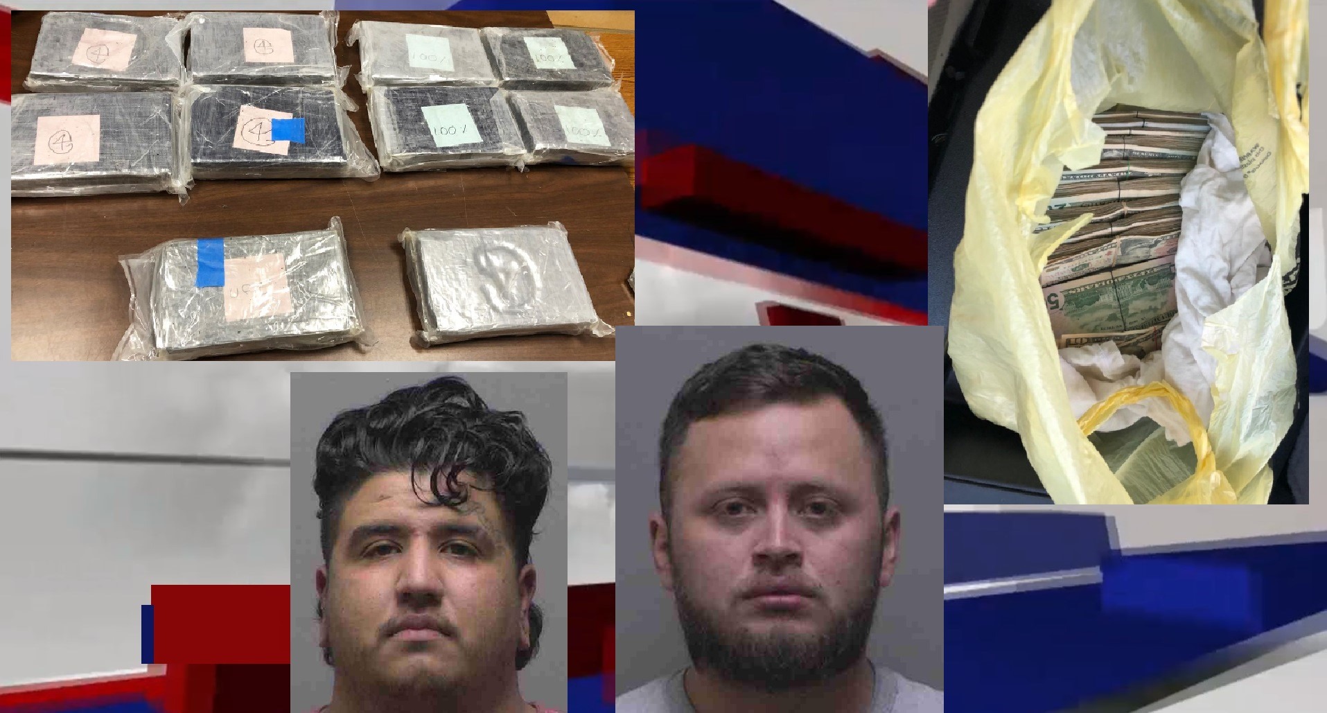 10 KILOGRAMS OF COCAINE FOUND DURING TRAFFIC STOP, 2 LATINO MEN ARRESTED