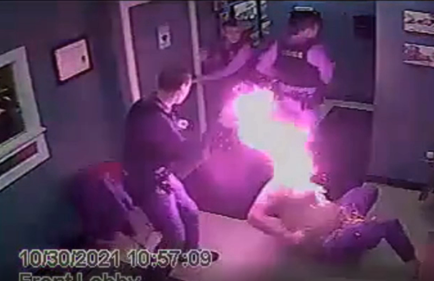 VIDEO: MAN CATCHES FIRE AFTER COPS TASER HIM, HE DIES