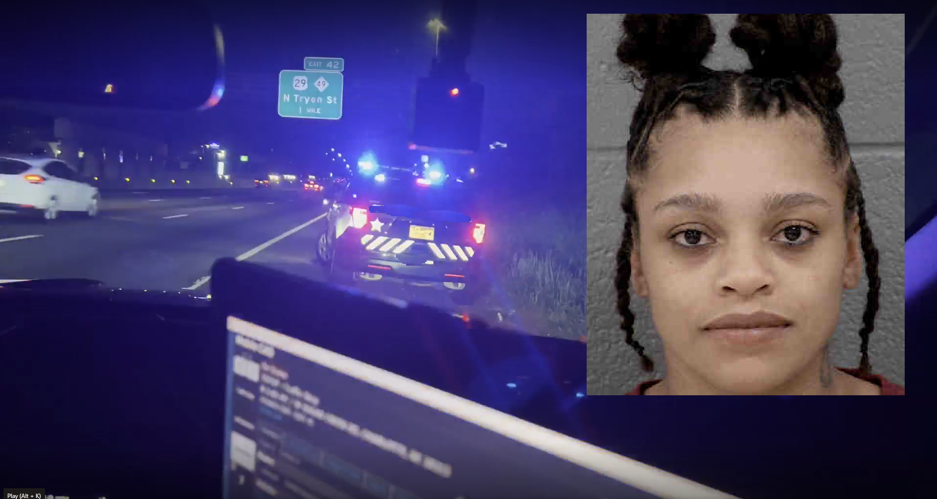 WOMAN JUMPS OUT OF MOVING POLICE CAR DURING ARREST ON I-485