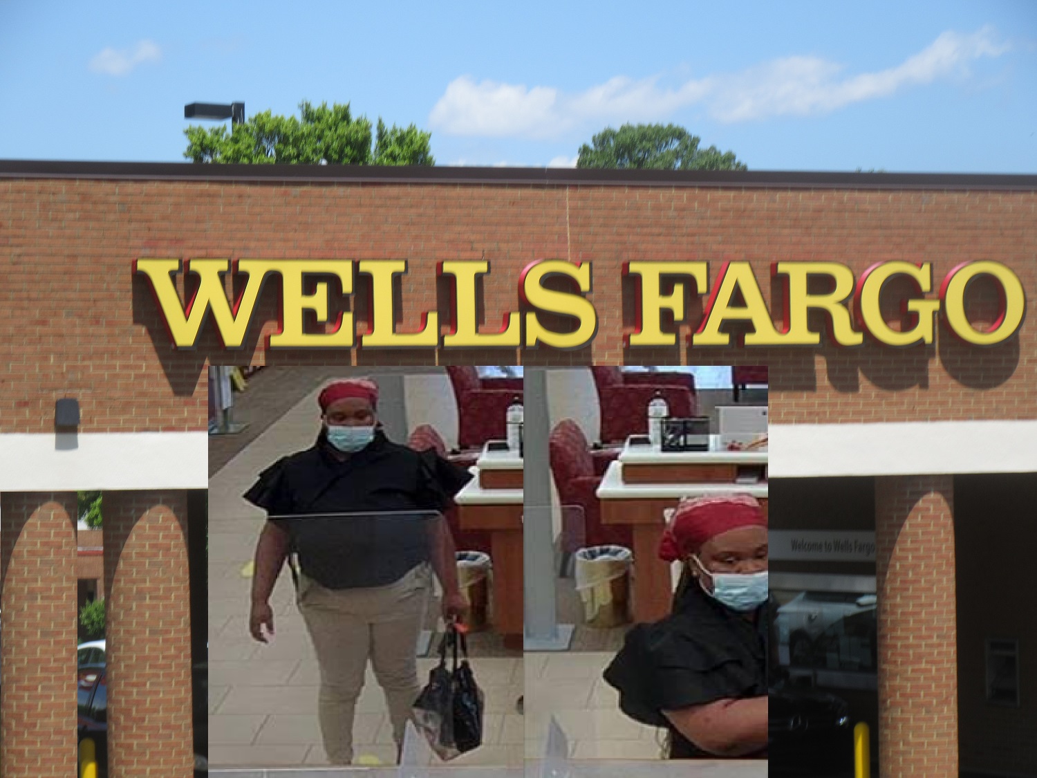 WOMAN ROBS WELLS FARGO BANK WEARING MASK