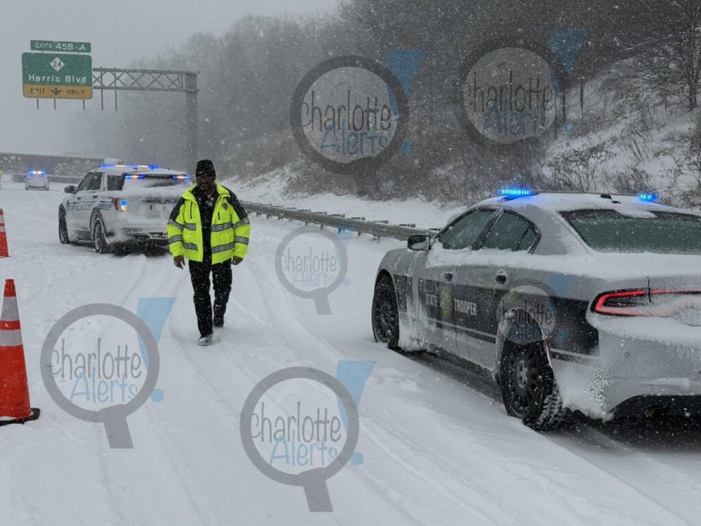 i 85 shut down snow charlotte north carolina