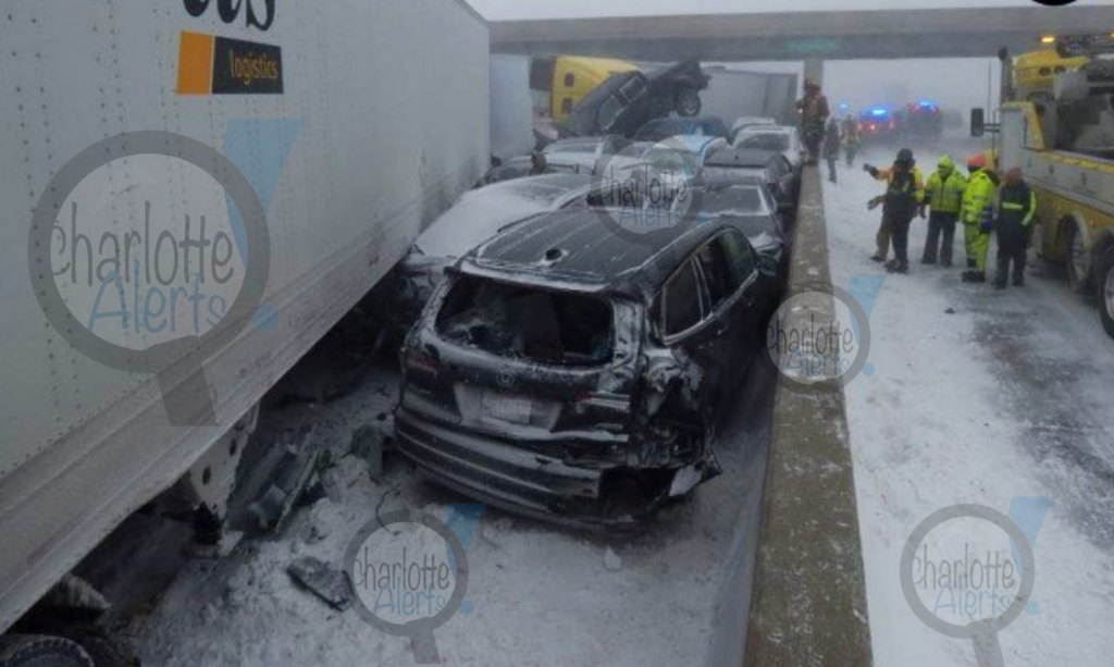 SNOW AND ICE SPIN OUT CRASH ON INDEPENDENCE BLVD multi car pile up
