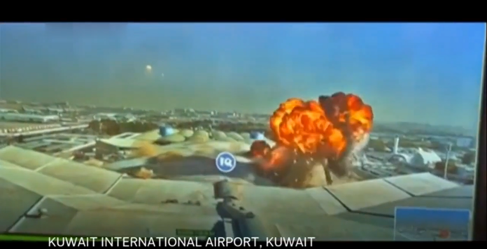 VIDEO: KUWAIT AIRPORT BOMBED BY IRAN DURING MIDDLE EAST MILITARY CONFLICT