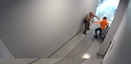video court fight. cop beat up