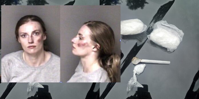WOMAN CAUGHT WITH FENTANYL AND GLASS SMOKING PIPE, TRIES TO RUN FROM COPS AGAIN